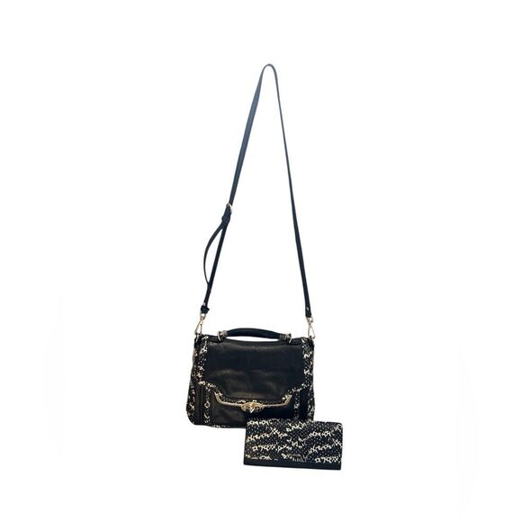 Coach Madison Sadie Flap Crossbody Satchel and Wallet in Two Tone Python - Picture 2 of 16